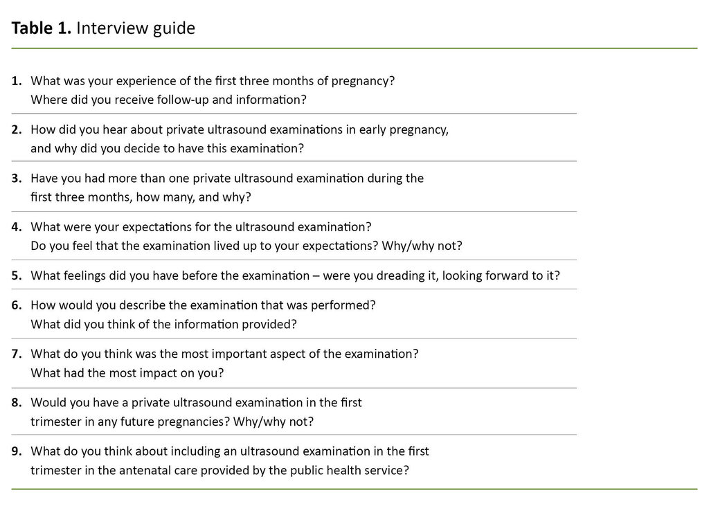 Table 1. Interview guide