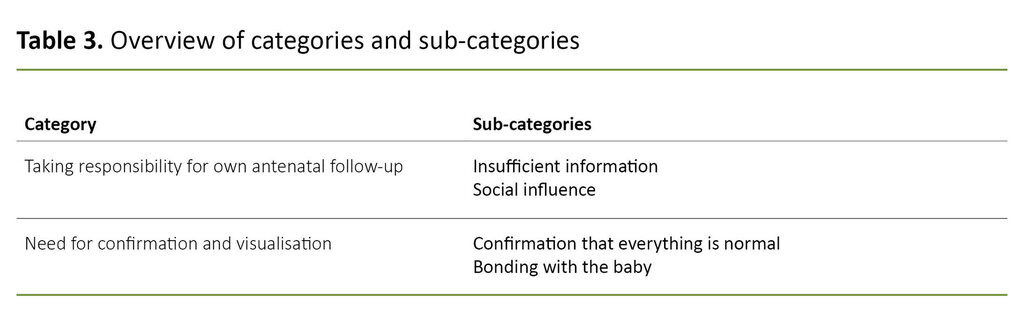 Table 3. Overview of categories and sub-categories